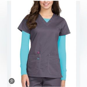 EUC Med Couture Pewter/Gray Scrub Set MC2 Olivia Scrub Top and Cargo Pants XL/L
